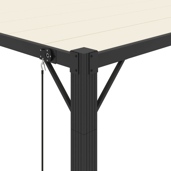 Pergola mit Lamellendach 3x4 m Creme Stoff und Aluminium