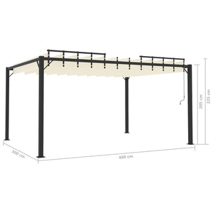Pergola mit Lamellendach 3x4 m Creme Stoff und Aluminium