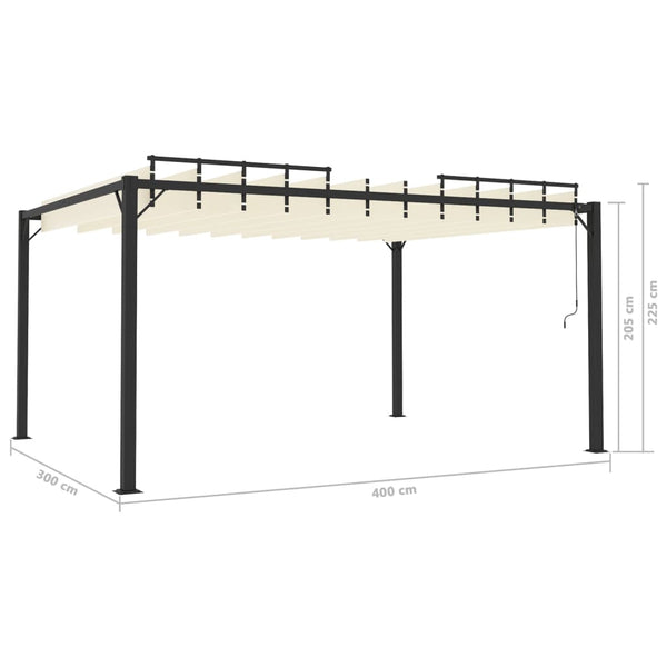 Pergola mit Lamellendach 3x4 m Creme Stoff und Aluminium