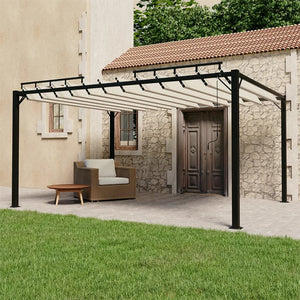 Pergola mit Lamellendach 3x4 m Creme Stoff und Aluminium