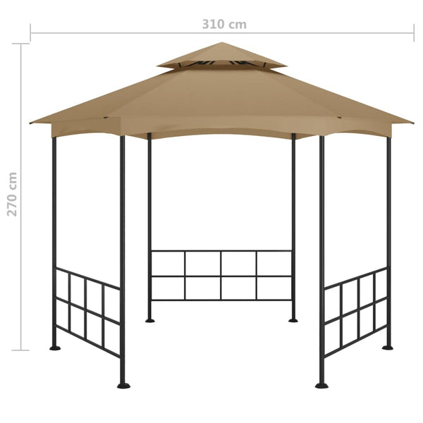 Pavillon mit Seitenwänden 3,1x2,7 m Taupe