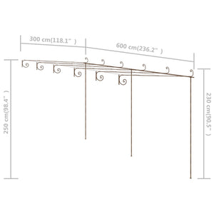 vidaXL Pergola de jardin brun antique 6x3x2,5 m en fer