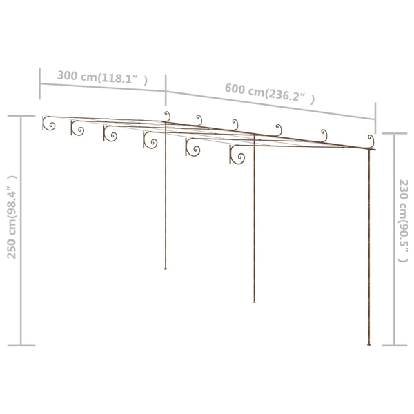 vidaXL Pergola de jardin brun antique 6x3x2,5 m en fer