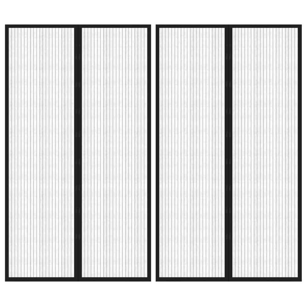 vidaXL Rideaux moustiquaires 2 pcs Aimant Noir 200x80 cm