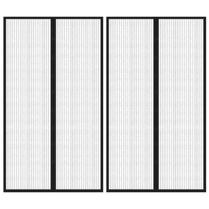 Fliegengitter-Türvorhänge 2 Stk. Magnet Schwarz 200x80 cm