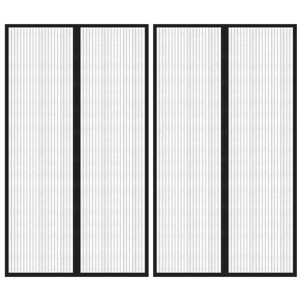 Fliegengitter-Türvorhänge 2 Stk. Magnet Schwarz 200x80 cm