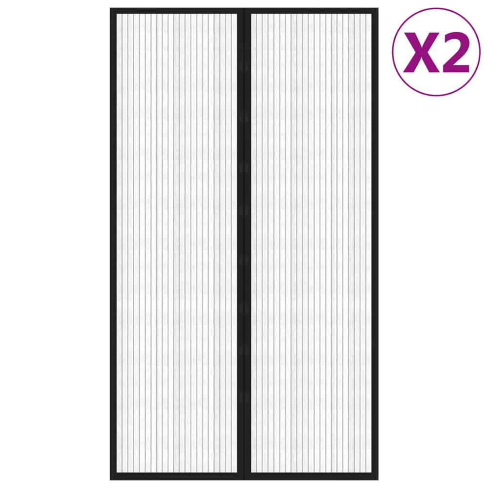 vidaXL Rideaux moustiquaires 2 pcs Aimant Noir 200x80 cm