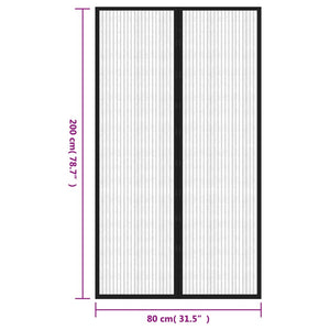 Fliegengitter-Türvorhänge 2 Stk. Magnet Schwarz 200x80 cm
