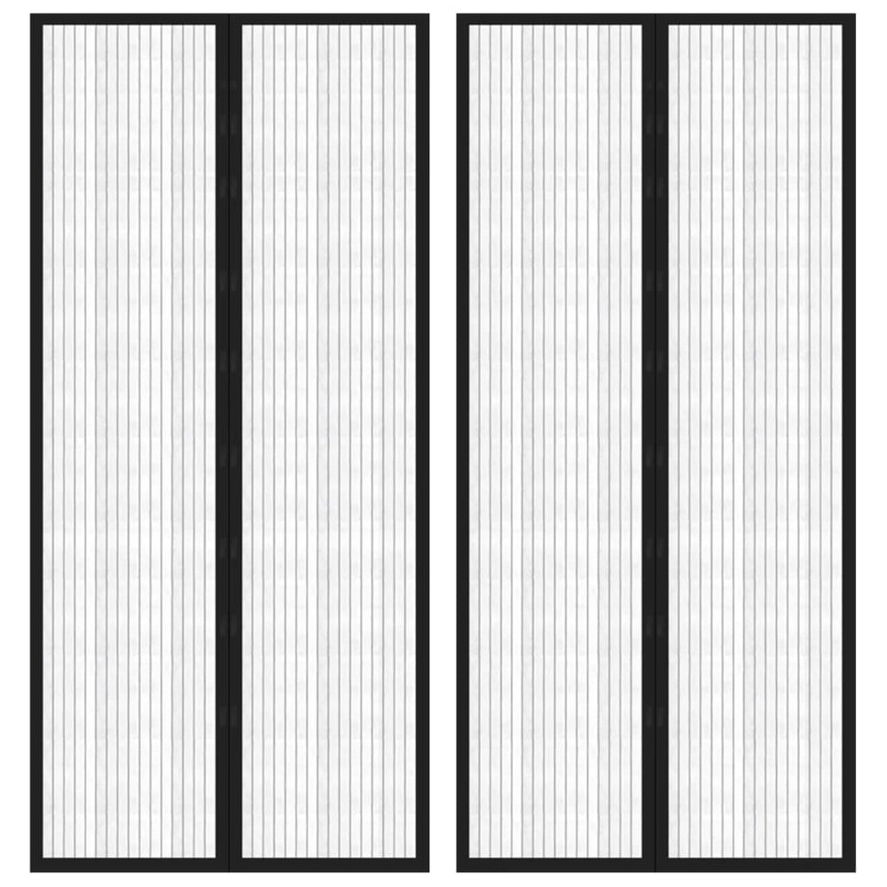 vidaXL Rideaux de porte moustiquaire 2 pcs Aimant Noir 210x90 cm
