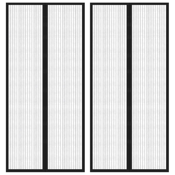 Fliegengitter-Türvorhänge 2 Stk. Magnet Schwarz 210x90 cm