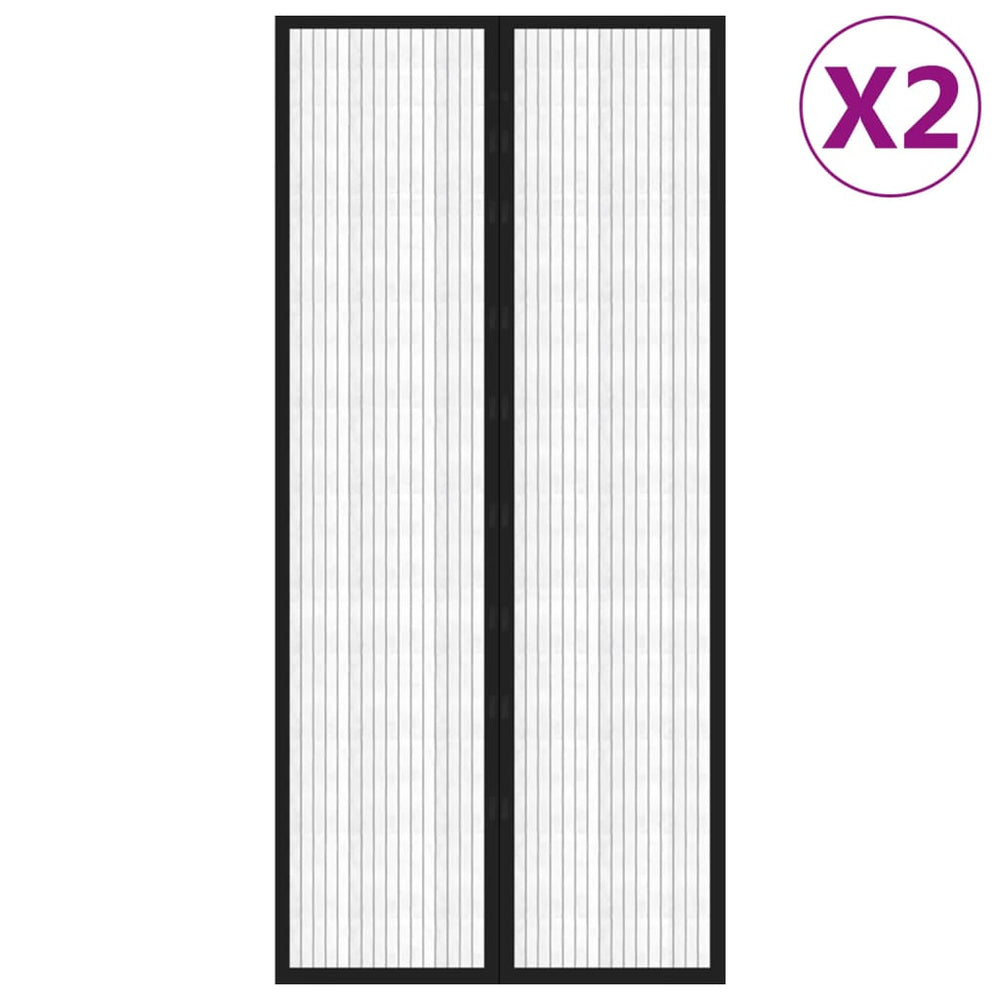 vidaXL Rideaux de porte moustiquaire 2 pcs Aimant Noir 210x90 cm