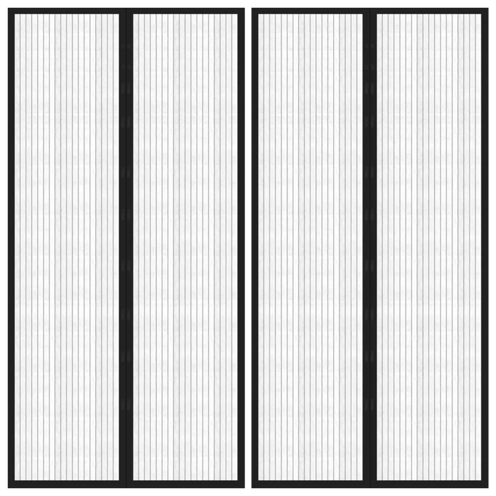 vidaXL Rideaux moustiquaires 2 pcs Aimant Noir 220x100 cm