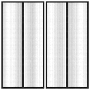 Fliegengitter-Türvorhänge 2 Stk. Magnet Schwarz 220x100 cm