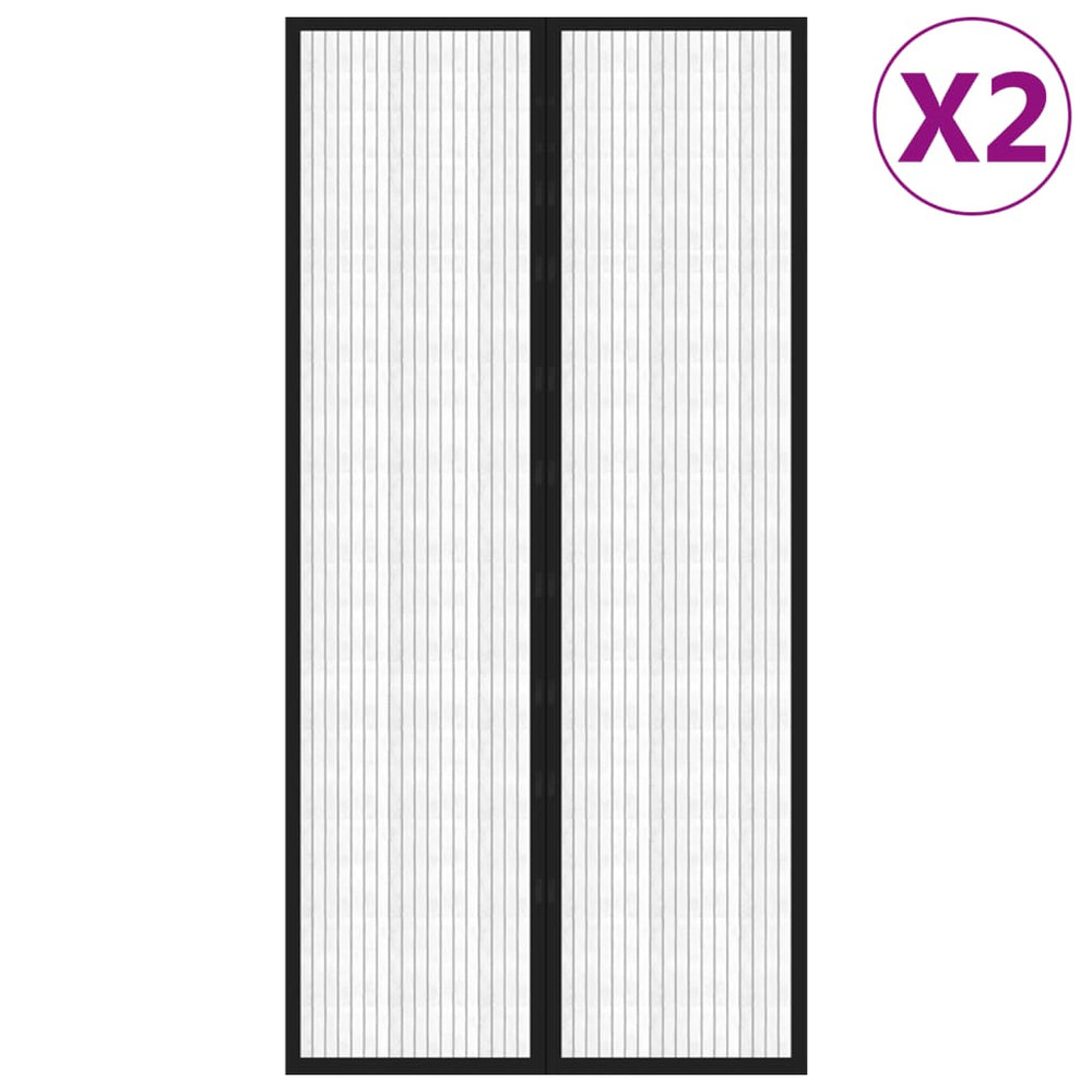 vidaXL Rideaux moustiquaires 2 pcs Aimant Noir 220x100 cm