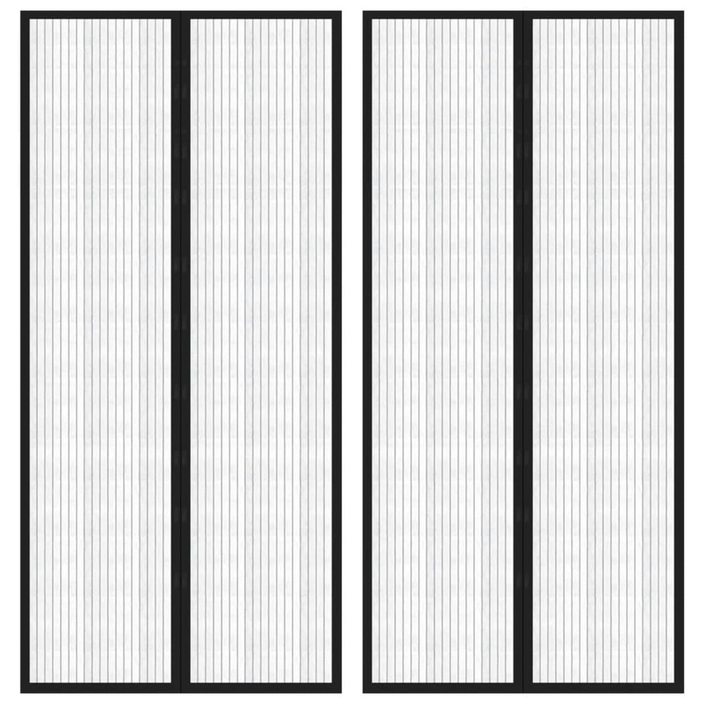 vidaXL Rideaux de porte moustiquaire 2 pcs Aimant Noir 220x110 cm