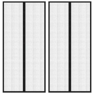 Fliegengitter-Türvorhänge 2 Stk. Magnet Schwarz 220x110 cm