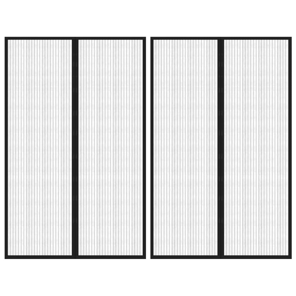 vidaXL Moustiquaires de porte rideaux 2 pcs Aimant Noir 220x130 cm