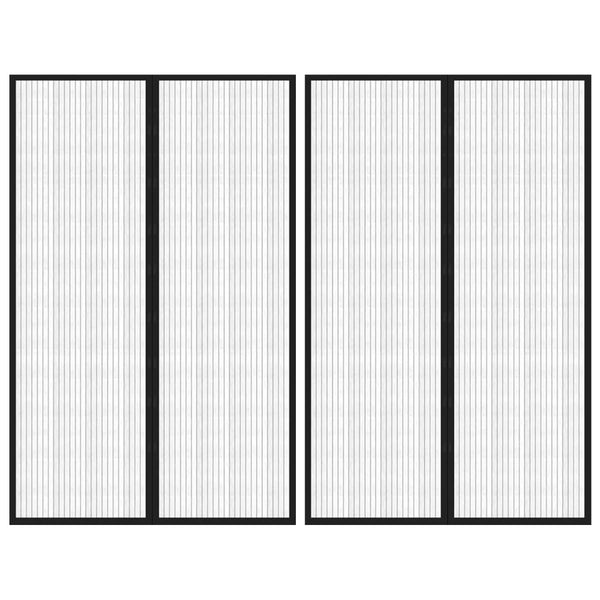 Fliegengitter-Türvorhänge 2 Stk. Magnet Schwarz 220x130 cm