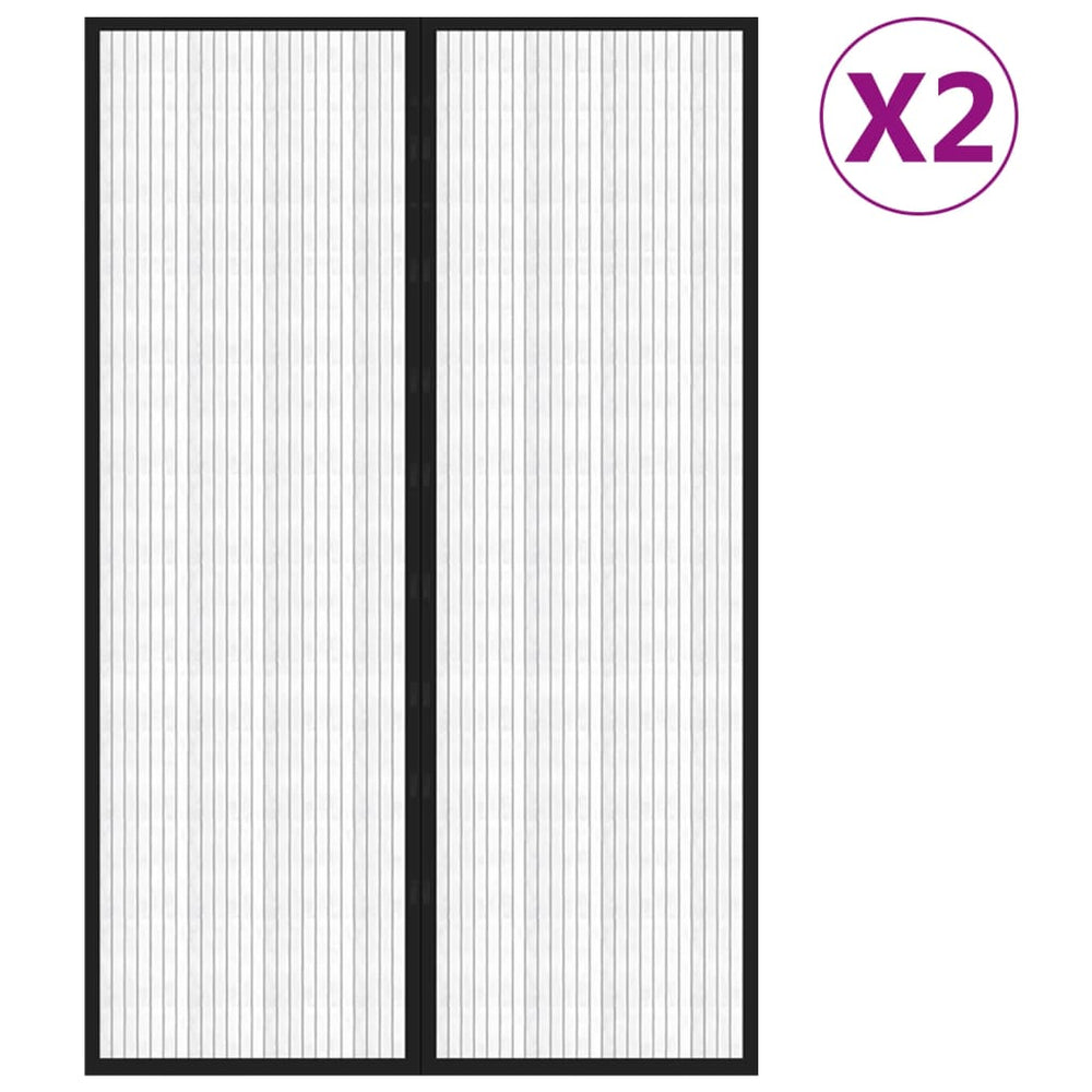 vidaXL Moustiquaires de porte rideaux 2 pcs Aimant Noir 220x130 cm