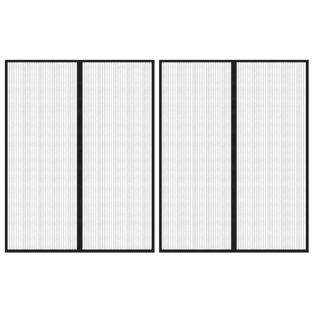 vidaXL Rideaux de porte moustiquaire 2 pcs Aimant Noir 230x160 cm