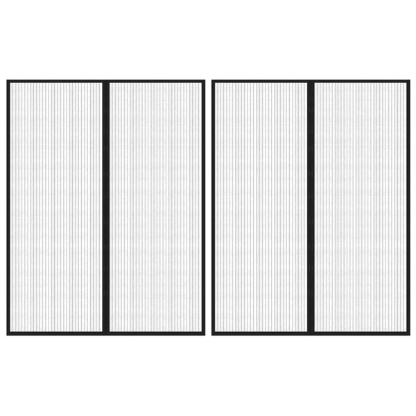 Fliegengitter-Türvorhänge 2 Stk. Magnet Schwarz 230x160 cm