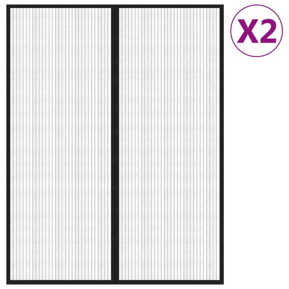vidaXL Rideaux de porte moustiquaire 2 pcs Aimant Noir 230x160 cm