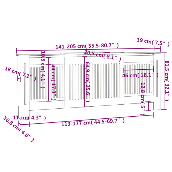 Heizkörperverkleidung Holz 205cm