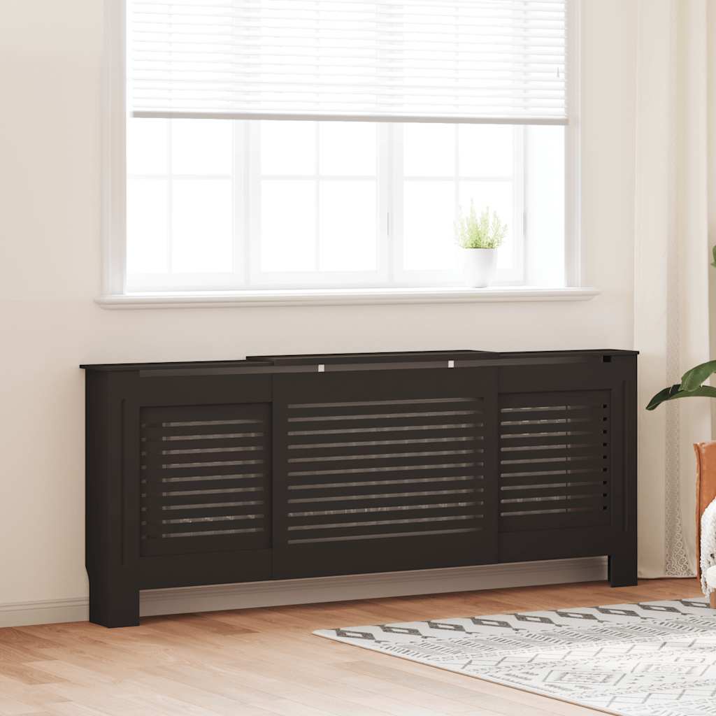 Schwarze Heizkörperverkleidung MDF 205 cm