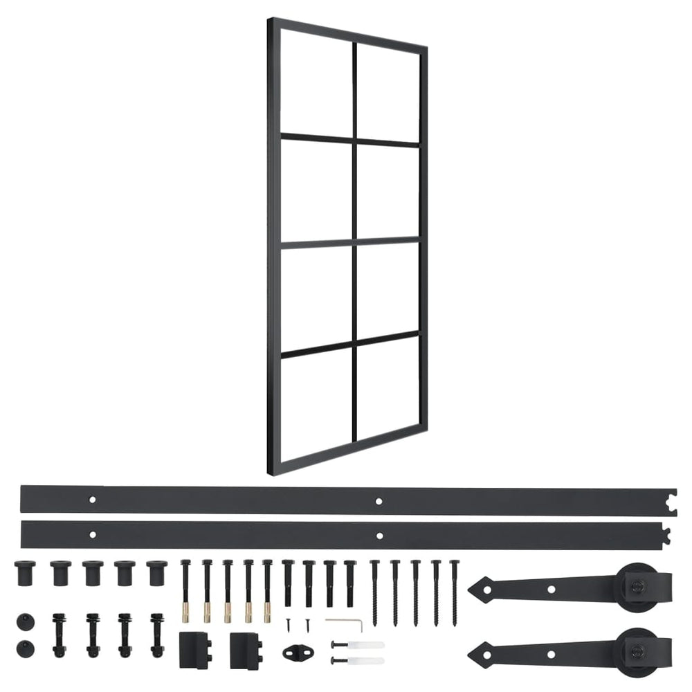 Schiebetür Aluminium und ESG-Glas mit Beschlägen 76x205 cm
