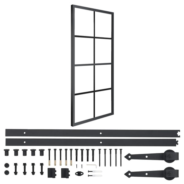Schiebetür Aluminium und ESG-Glas mit Beschlägen 76x205 cm
