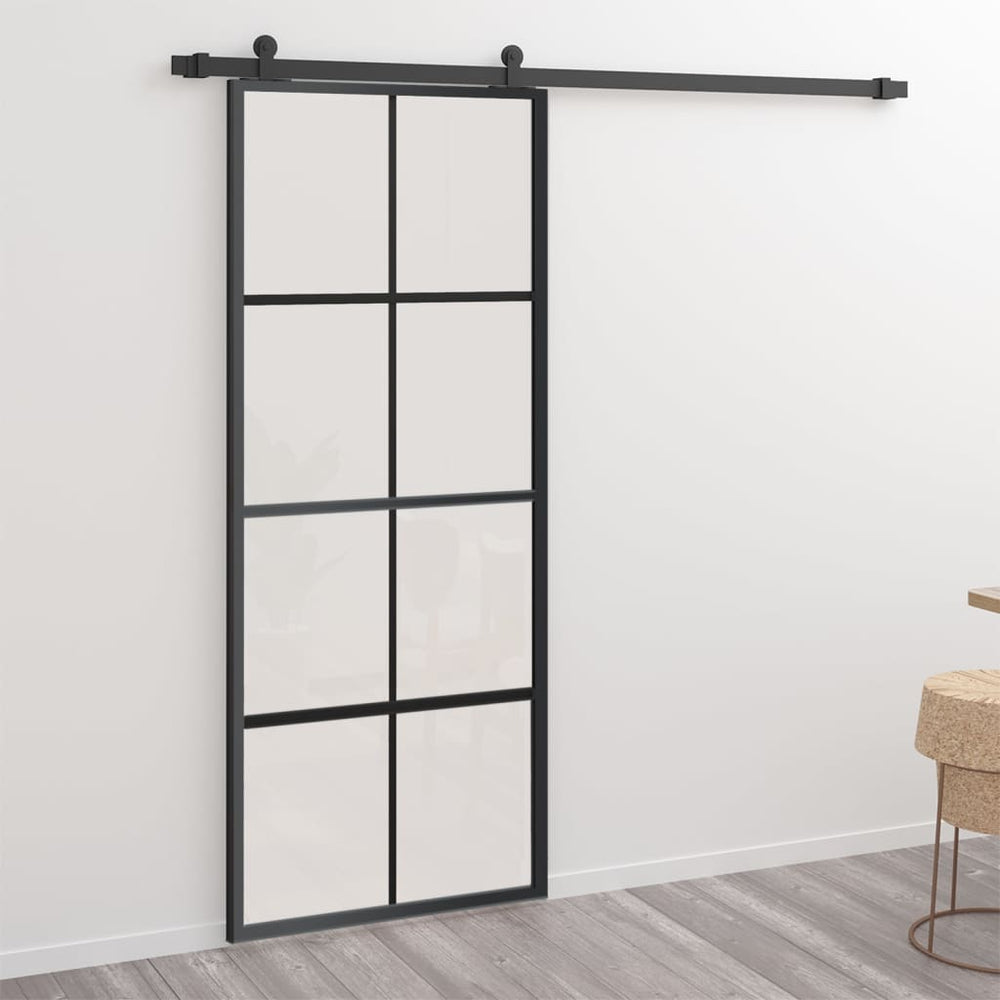 Schiebetür Aluminium und ESG-Glas mit Beschlägen 76x205 cm