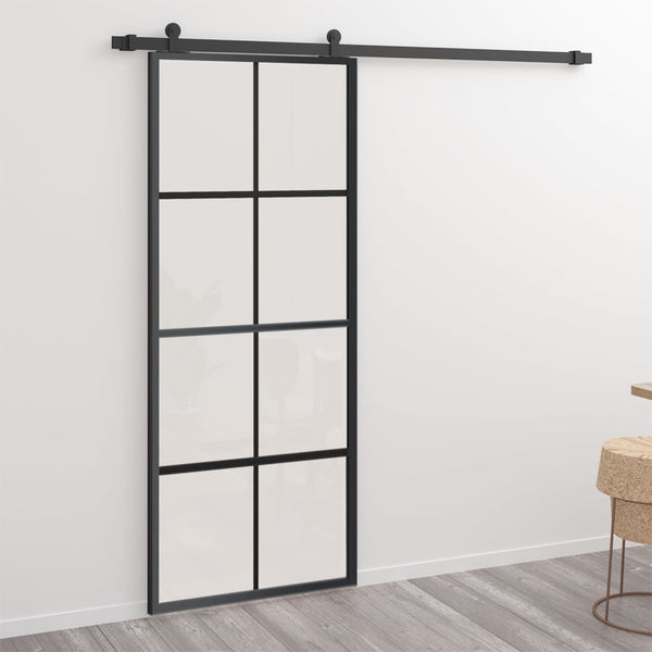 Schiebetür Aluminium und ESG-Glas mit Beschlägen 76x205 cm