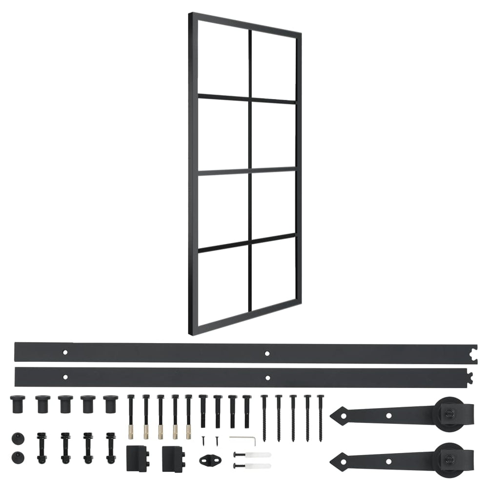 Schiebetür Aluminium und ESG-Glas mit Beschlägen 76x205 cm
