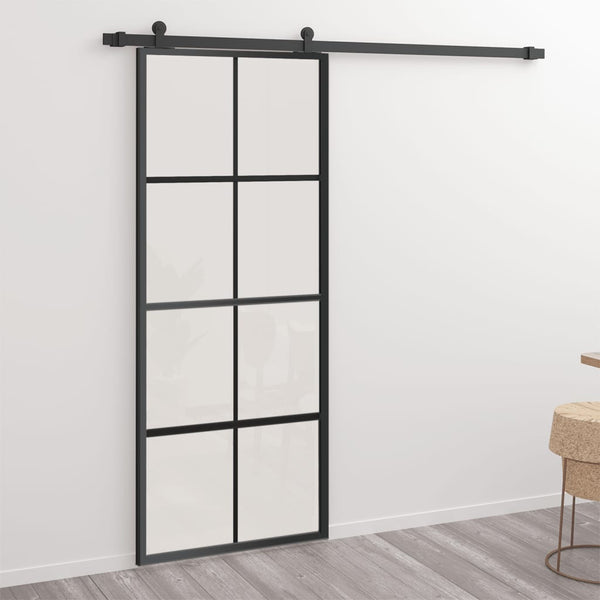 Schiebetür Aluminium und ESG-Glas mit Beschlägen 76x205 cm