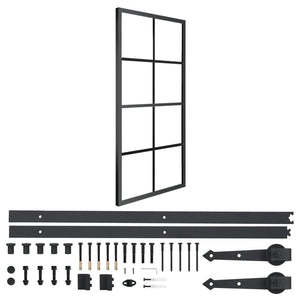 Schiebetür Aluminium und ESG-Glas mit Beschlägen 76x205 cm