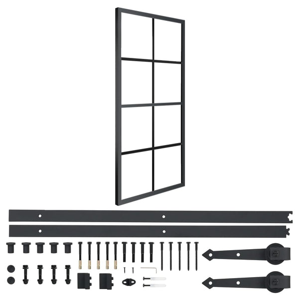 Schiebetür Aluminium und ESG-Glas mit Beschlägen 76x205 cm