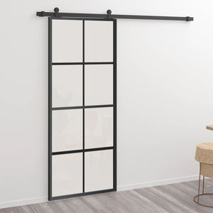 Schiebetür Aluminium und ESG-Glas mit Beschlägen 76x205 cm
