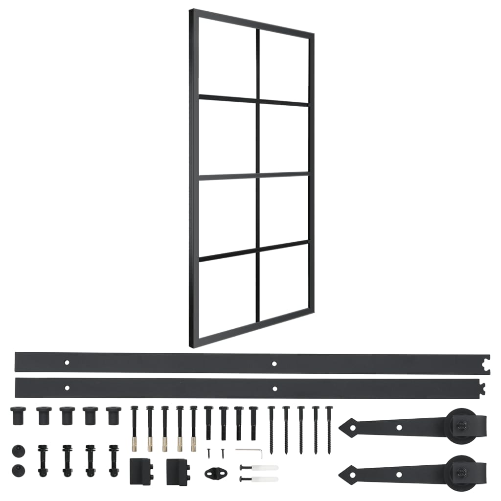 Schiebetür Aluminium und ESG-Glas mit Beschlägen 90x205 cm