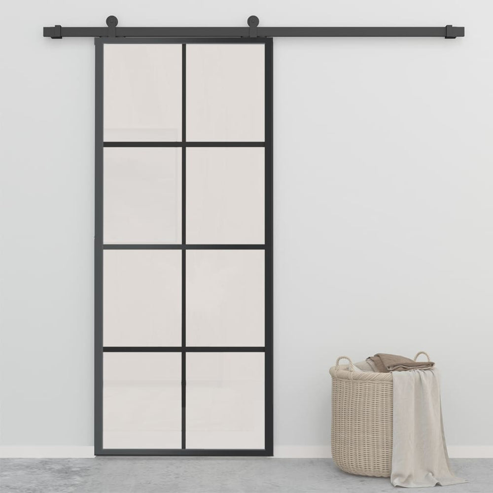 Schiebetür Aluminium und ESG-Glas mit Beschlägen 90x205 cm