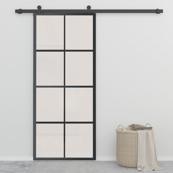 Schiebetür Aluminium und ESG-Glas mit Beschlägen 90x205 cm