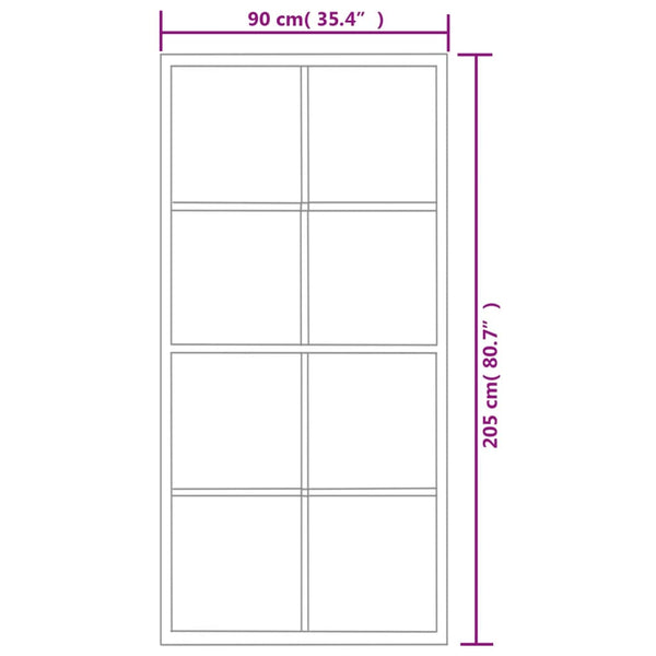 Schiebetür Aluminium und ESG-Glas mit Beschlägen 90x205 cm