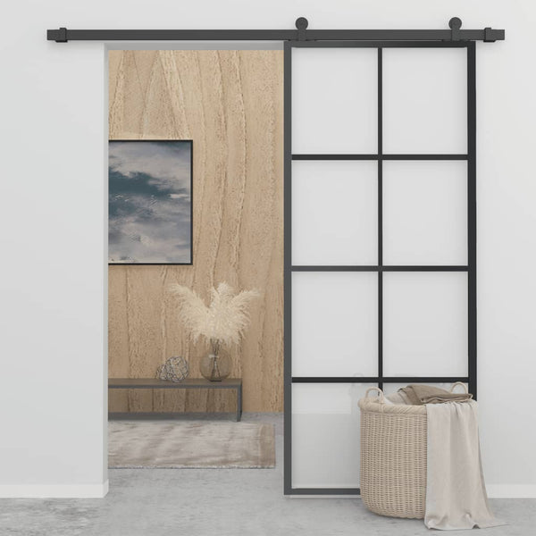 Schiebetür Aluminium und ESG-Glas mit Beschlägen 90x205 cm