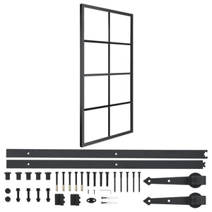 Schiebetür Aluminium und ESG-Glas mit Beschlägen 90x205 cm