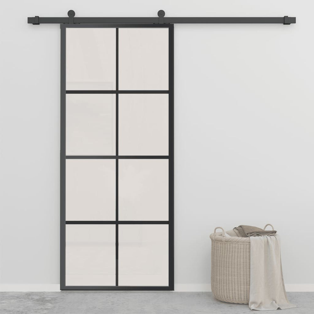 Schiebetür Aluminium und ESG-Glas mit Beschlägen 90x205 cm