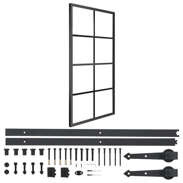 Schiebetür Aluminium und ESG-Glas mit Beschlägen  90x205 cm