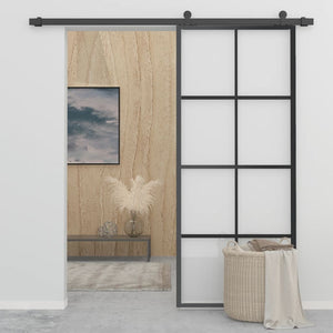 Schiebetür Aluminium und ESG-Glas mit Beschlägen  90x205 cm