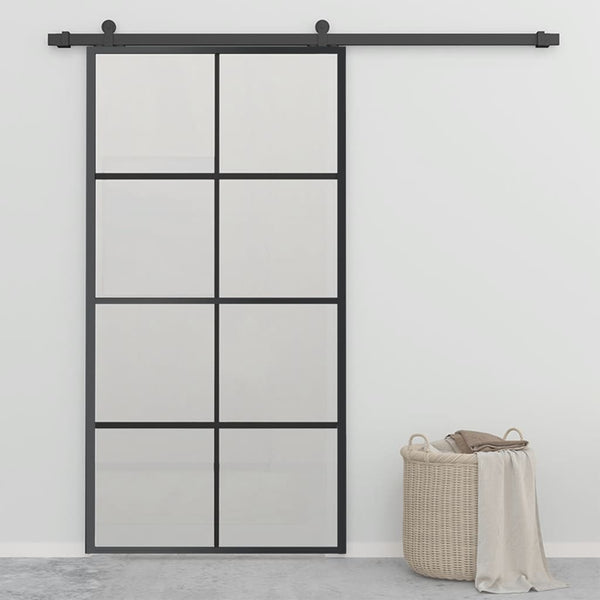 Schiebetür Aluminium und ESG-Glas mit Beschlägen 102,5x205 cm