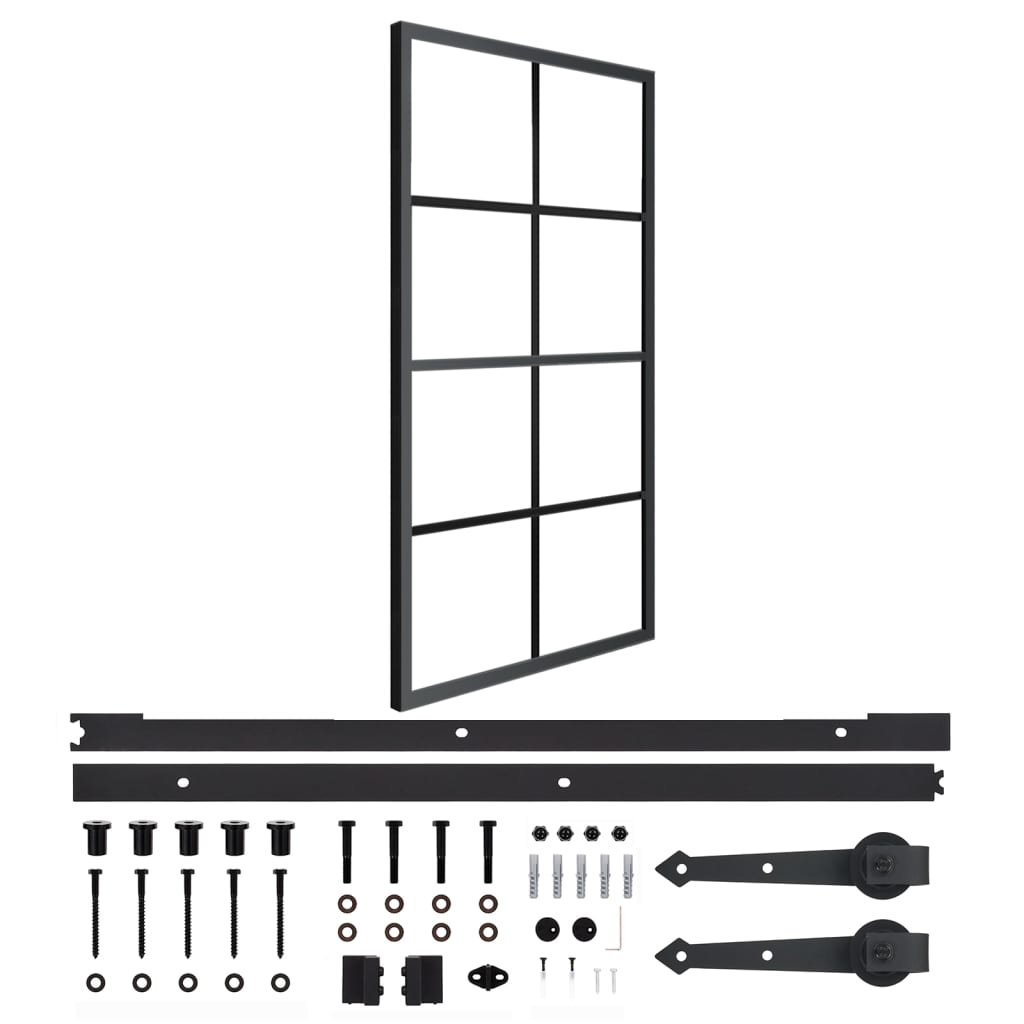 Schiebetür Aluminium und ESG-Glas mit Beschlägen 102,5x205 cm