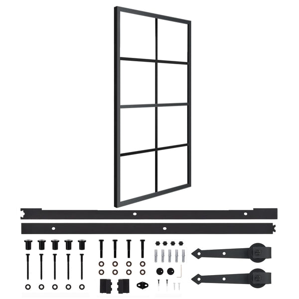 Schiebetür Aluminium und ESG-Glas mit Beschlägen 102,5x205 cm