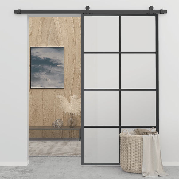 Schiebetür Aluminium und ESG-Glas mit Beschlägen 102,5x205 cm